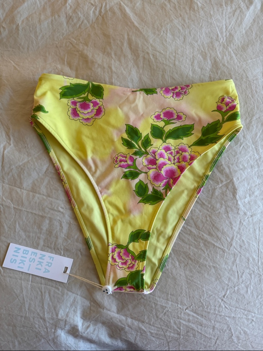 Frankie's Bikinis Yellow Floral High-Leg Bikini Bottom